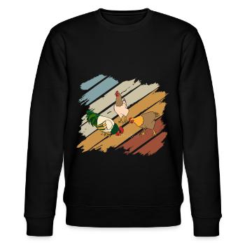 Poulet tshirt poulet ferme Glucke Gockel paysan - Sweat bio CHANGER Stanley/Stella Unisexe - noir - Devant - Nik (191cm) & Marisol (170cm)