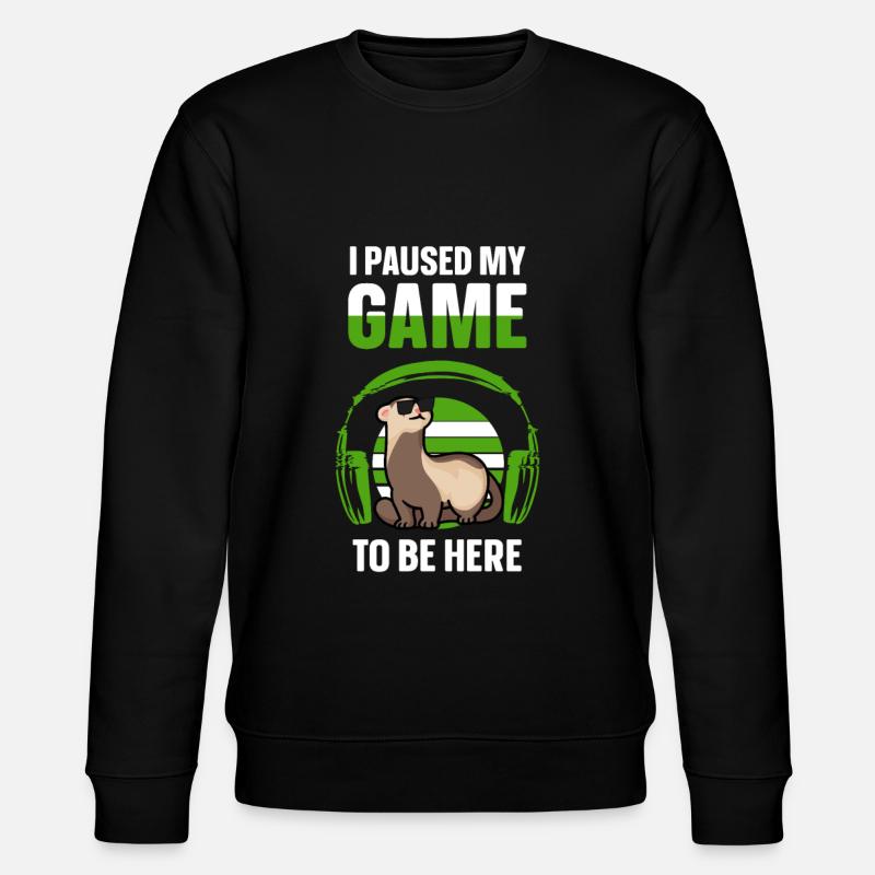 Frettchen I Paused My Game - Stanley/Stella Unisex Bio-Sweatshirt CHANGER  - Schwarz