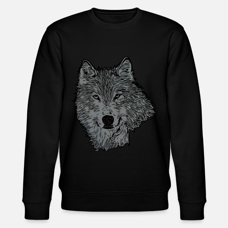 Wolf Tier Motiv - Stanley/Stella Unisex Bio-Sweatshirt CHANGER  - Schwarz