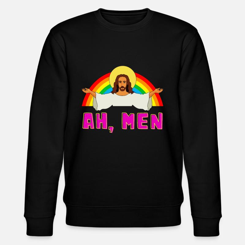 Lusiger LGBT Ah Man Jesus Gay Pride Regenbogen - Stanley/Stella Unisex Bio-Sweatshirt CHANGER  - Schwarz