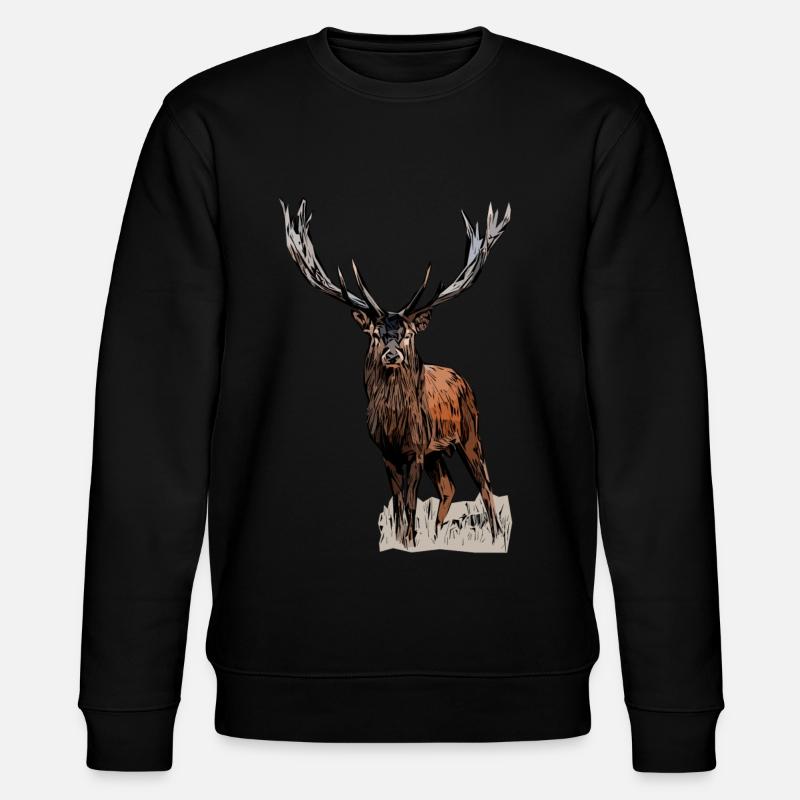 Jagd Hirsch Jäger Hirsche Hunting Jagdmotiv - Stanley/Stella Unisex Bio-Sweatshirt CHANGER  - Schwarz
