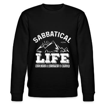 Sabbatical Life Abschlussparty Geschenk - Stanley/Stella Unisex Bio-Sweatshirt CHANGER  - Schwarz - Vorne - Nik (191cm) & Marisol (170cm)