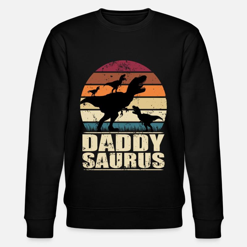 Daddysaurus Dinosaur Papa af tre børn Dino - Stanley/Stella økologisk unisex-sweatshirt CHANGER  - sort