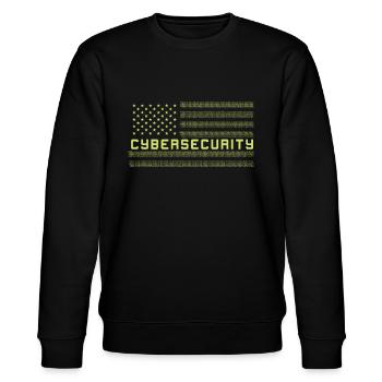 CYBERSECURITY Cybersecurity US Flag - Stanley/Stella Unisex Bio-Sweatshirt CHANGER  - Schwarz - Vorne - Nik (191cm) & Marisol (170cm)