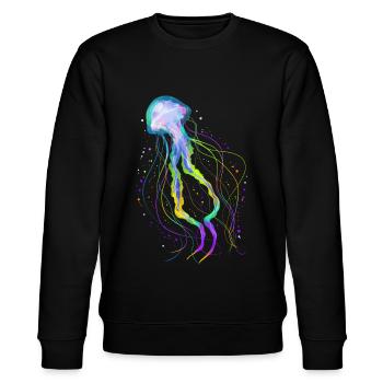 Bunte Ozean Quallen - Psychedelische Quallen - Stanley/Stella Unisex Bio-Sweatshirt CHANGER  - Schwarz - Vorne - Nik (191cm) & Marisol (170cm)