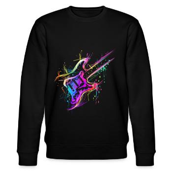 Bunte Musiker Bass E-Gitarre - Stanley/Stella Unisex Bio-Sweatshirt CHANGER  - Schwarz - Vorne - Nik (191cm) & Marisol (170cm)