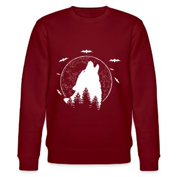 Wolf - Stanley/Stella Unisex Bio-Sweatshirt CHANGER  - Burgunderrot - Vorne - Nik (191cm) & Marisol (170cm)