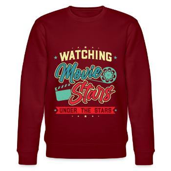 Cinema Movie Stars and Starry Sky - Open Air Cinema - Stanley/Stella CHANGER Unisex Organic Sweatshirt - burgundy - Front - Nik (191cm) & Marisol (170cm)