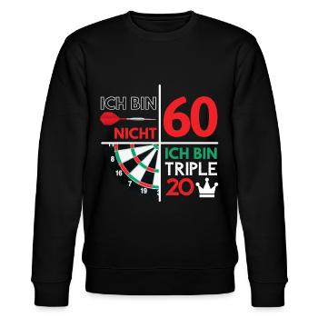 ICH BIN NICHT 60 - ICH BIN TRIPLE 20! Dart - Stanley/Stella Unisex Bio-Sweatshirt CHANGER  - Schwarz - Vorne - Nik (191cm) & Marisol (170cm)