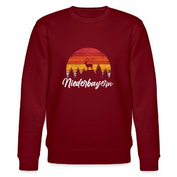 Niederbayern dahoam Bayern Heimat Berge Wandern - Stanley/Stella Unisex Bio-Sweatshirt CHANGER  - Burgunderrot - Vorne - Nik (191cm) & Marisol (170cm)