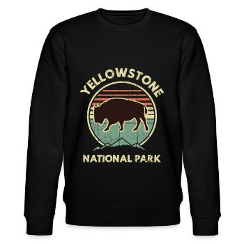 Yellowstone Nationalpark Bison - Stanley/Stella Unisex Bio-Sweatshirt CHANGER  - Schwarz - Vorne - Nik (191cm) & Marisol (170cm)