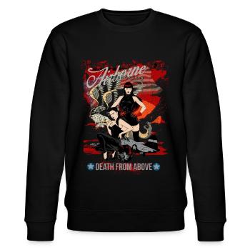 Vintage Airforce Pin Up - Stanley/Stella Unisex Bio-Sweatshirt CHANGER  - Schwarz - Vorne - Nik (191cm) & Marisol (170cm)