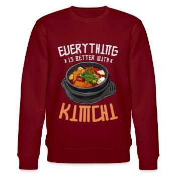 Kimchi Drôle Everything is better with kimchi - Sweat bio CHANGER Stanley/Stella Unisexe - bordeaux - Devant - Nik (191cm) & Marisol (170cm)