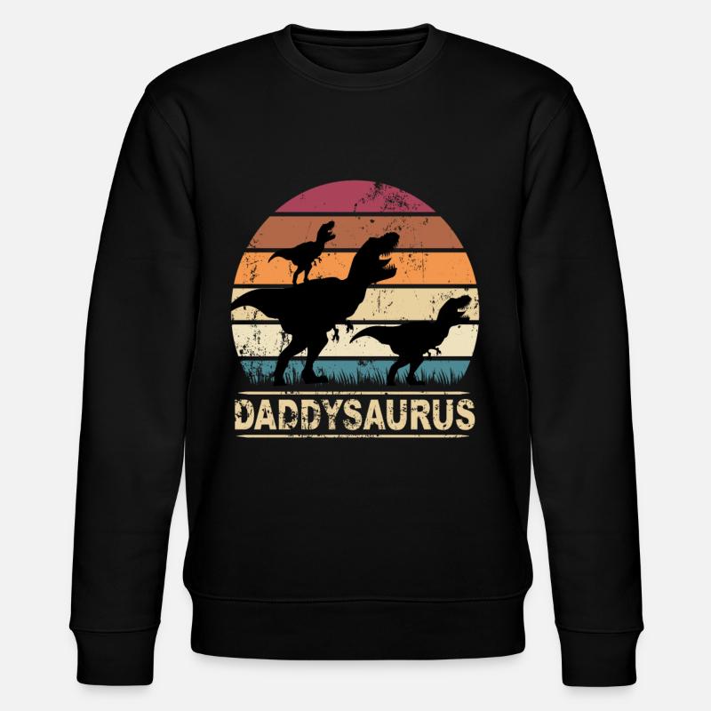 Daddysaurus Dinosaurier Kinder Dino Geschenkidee - Stanley/Stella Unisex Bio-Sweatshirt CHANGER  - Schwarz