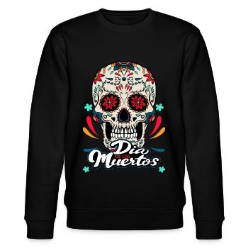 Zucker Schädel Dia de los Muertos Geschenk - Stanley/Stella Unisex Bio-Sweatshirt CHANGER  - Schwarz - Vorne - Nik (191cm) & Marisol (170cm)