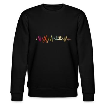 Herzschlag fürs Nähen – Bunte Linie - Stanley/Stella Unisex Bio-Sweatshirt CHANGER  - Schwarz - Vorne - Nik (191cm) & Marisol (170cm)