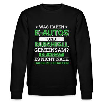 Anti E-Auto Elektroauto Umweltschutz Verbrenner - Stanley/Stella Unisex Bio-Sweatshirt CHANGER  - Schwarz - Vorne - Nik (191cm) & Marisol (170cm)