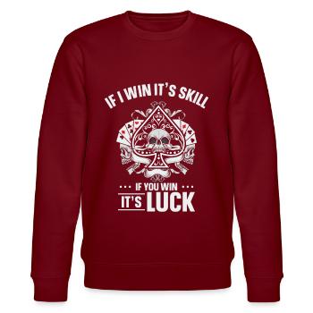Poker Pokerface Pokertunier All In - Stanley/Stella Unisex Bio-Sweatshirt CHANGER  - Burgunderrot - Vorne - Nik (191cm) & Marisol (170cm)