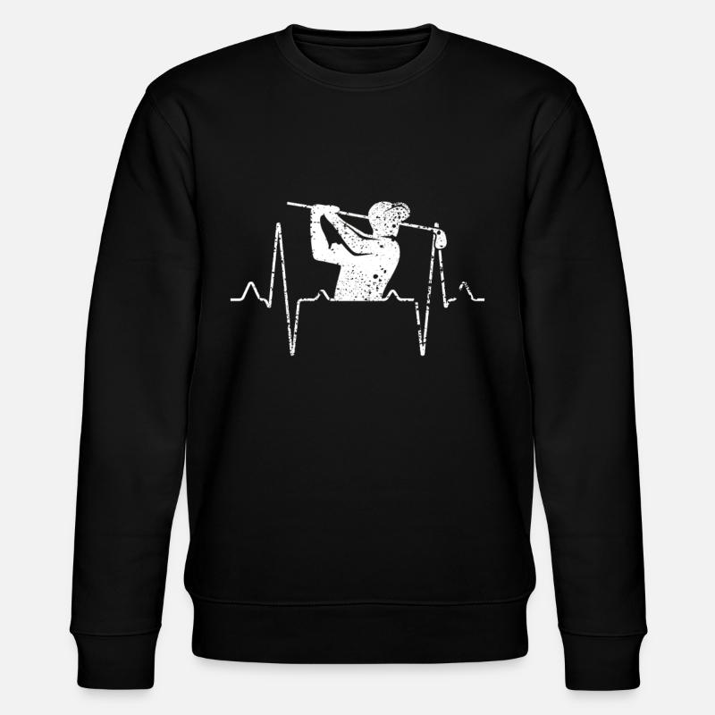 Golf Golfer Herzschlag - Stanley/Stella Unisex Bio-Sweatshirt CHANGER - Schwarz