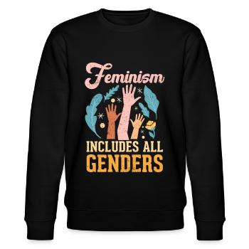 Feminismus Feminismus umfasst alle Geschlechter - Stanley/Stella Unisex Bio-Sweatshirt CHANGER  - Schwarz - Vorne - Nik (191cm) & Marisol (170cm)