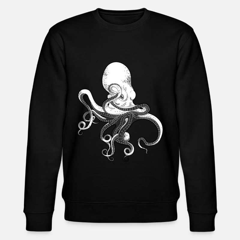 octopus, octopus, squid, seafood, calamari - Stanley/Stella CHANGER Unisex Organic Sweatshirt - black