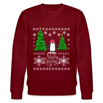 Pinguin-Weihnachten - Stanley/Stella Unisex Bio-Sweatshirt CHANGER  - Burgunderrot - Vorne - Nik (191cm) & Marisol (170cm)