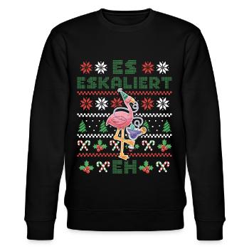 Weihnachen Christmas Flamingo Es Eskaliert Eh - Stanley/Stella Unisex Bio-Sweatshirt CHANGER  - Schwarz - Vorne - Nik (191cm) & Marisol (170cm)