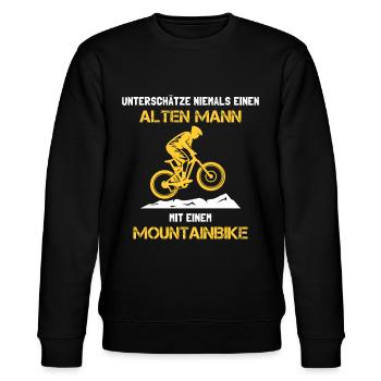 Mountainbike Alter Mann Spruch - Stanley/Stella Unisex Bio-Sweatshirt CHANGER  - Schwarz - Vorne - Nik (191cm) & Marisol (170cm)