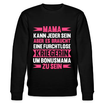 Bonusmama Stiefmama Stiefmutter - Stanley/Stella Unisex Bio-Sweatshirt CHANGER  - Schwarz - Vorne - Nik (191cm) & Marisol (170cm)