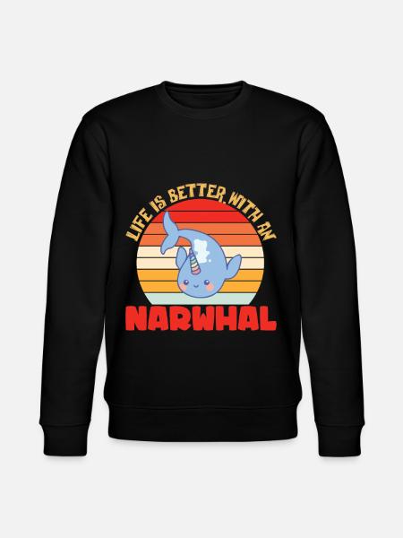 Narwal Einhorn Wal Geschenk - Stanley/Stella Unisex Bio-Sweatshirt CHANGER  - Schwarz