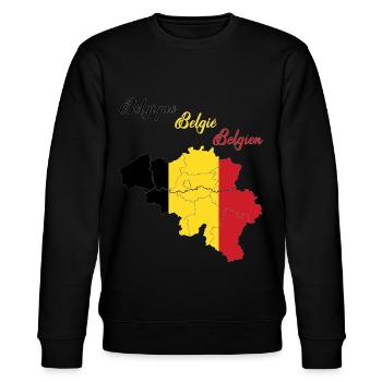 Belgien - Stanley/Stella Unisex Bio-Sweatshirt CHANGER  - Schwarz - Vorne - Nik (191cm) & Marisol (170cm)