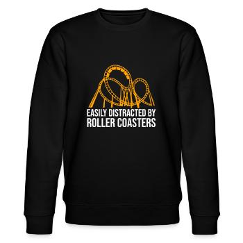 Amusement park saying for a roller coaster fan - Stanley/Stella CHANGER Unisex Organic Sweatshirt - black - Front - Nik (191cm) & Marisol (170cm)