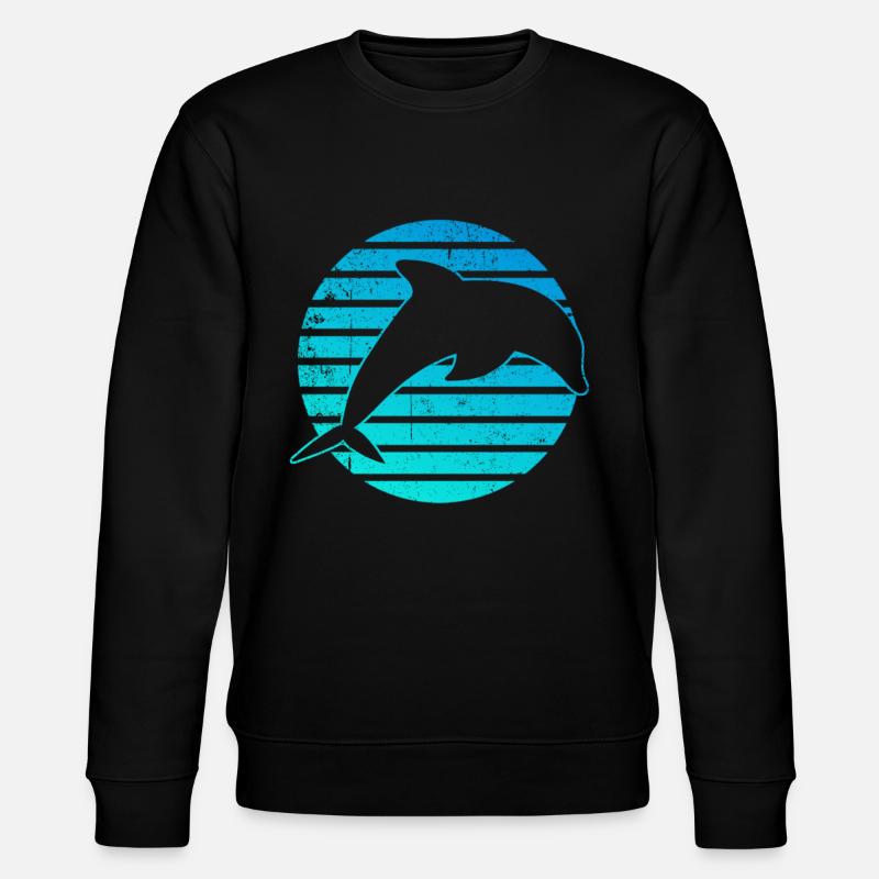 Dolphin Whale Logo - Stanley/Stella CHANGER Unisex Organic Sweatshirt - black