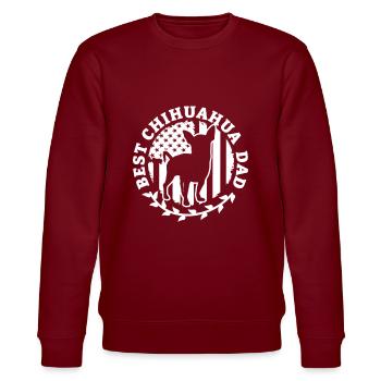 Chihuahua Hund Chihuahua Welpe Chiwawa Geschenk - Stanley/Stella Unisex Bio-Sweatshirt CHANGER  - Burgunderrot - Vorne - Nik (191cm) & Marisol (170cm)