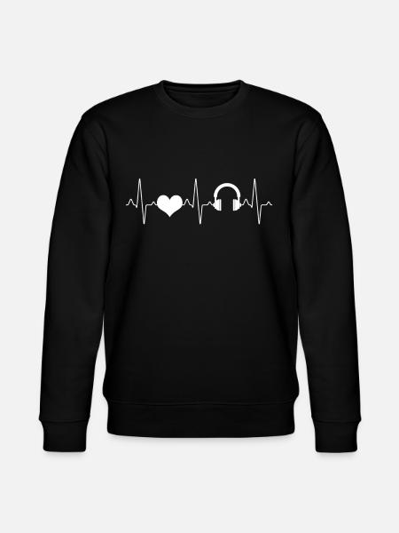 Music Headphone Heartbeat - Stanley/Stella CHANGER Unisex Organic Sweatshirt - black
