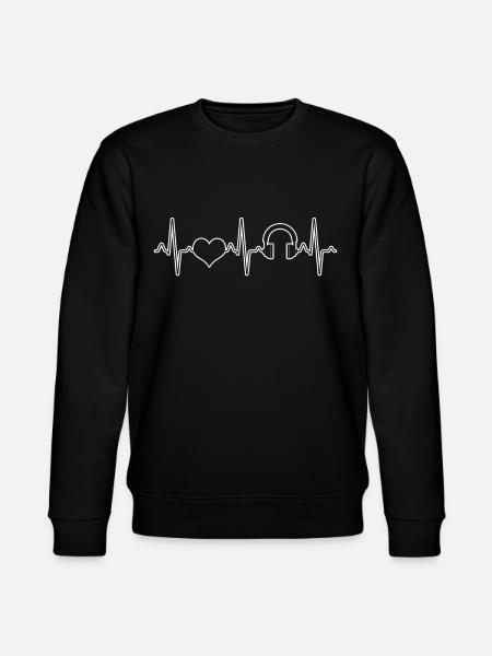 Music Headphone Heartbeat - Stanley/Stella CHANGER Unisex Organic Sweatshirt - black