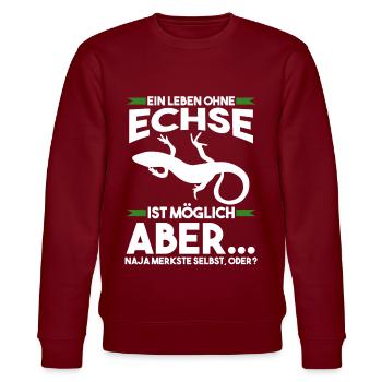 Terrarium Echse Echsen - Stanley/Stella Unisex Bio-Sweatshirt CHANGER  - Burgunderrot - Vorne - Nik (191cm) & Marisol (170cm)