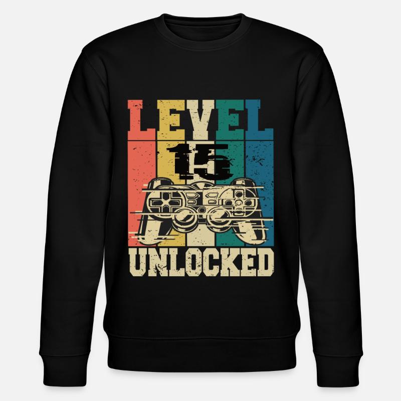 Level 15 Freigeschaltet - Stanley/Stella Unisex Bio-Sweatshirt CHANGER  - Schwarz