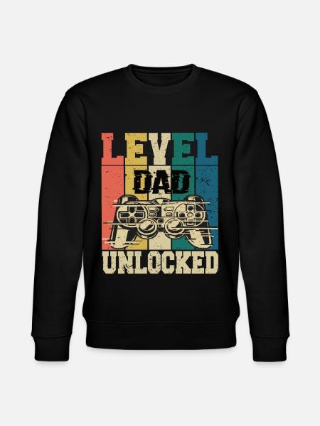 Level Papa Unlocked - Stanley/Stella CHANGER Unisex Organic Sweatshirt - black