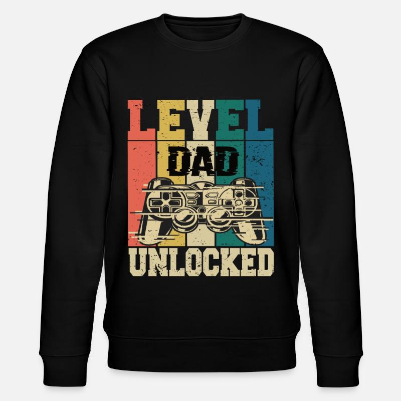 Level Papa Unlocked - Stanley/Stella CHANGER Unisex Organic Sweatshirt - black