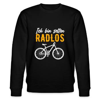 Ich bin selten Radlos, Fahrrad Fahrradtour Natur - Stanley/Stella Unisex Bio-Sweatshirt CHANGER  - Schwarz - Vorne - Nik (191cm) & Marisol (170cm)