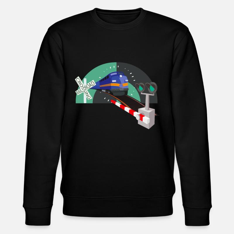 Eisenbahn Übergang Schranke Eisenbahner - Stanley/Stella Unisex Bio-Sweatshirt CHANGER  - Schwarz