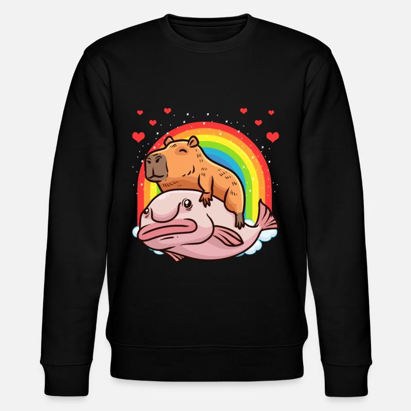 Capybara Kawaii Blobfish Capybara With - Stanley/Stella CHANGER Unisex Organic Sweatshirt - black