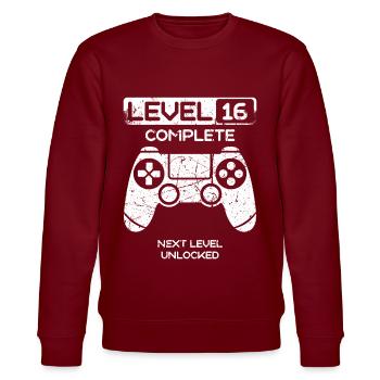 16. Geburtstag 16 Jahre Gamer Level Complete - Stanley/Stella Unisex Bio-Sweatshirt CHANGER  - Burgunderrot - Vorne - Nik (191cm) & Marisol (170cm)