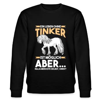 Reitlehrer Tinker Pferd - Stanley/Stella Unisex Bio-Sweatshirt CHANGER  - Schwarz - Vorne - Nik (191cm) & Marisol (170cm)