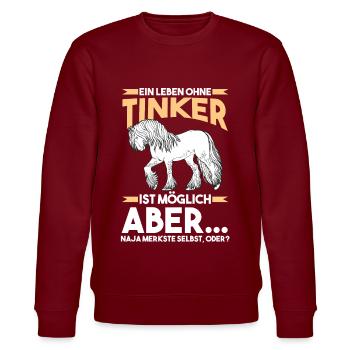 Reitlehrer Tinker Pferd - Stanley/Stella Unisex Bio-Sweatshirt CHANGER  - Burgunderrot - Vorne - Nik (191cm) & Marisol (170cm)