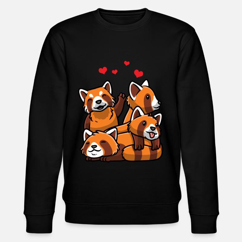 Kawaii Roter Panda - Stanley/Stella Unisex Bio-Sweatshirt CHANGER  - Schwarz