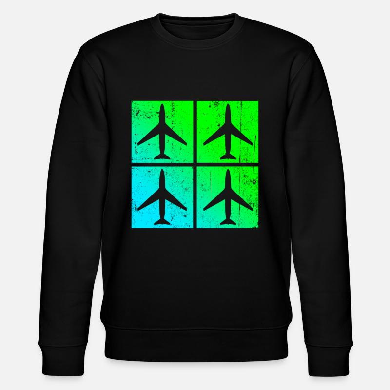 Flugzeug Flugzeugliebhaber Logo - Stanley/Stella Unisex Bio-Sweatshirt CHANGER  - Schwarz
