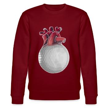 Golfer Herz lustiger Golfball Golf Geschenk - Stanley/Stella Unisex Bio-Sweatshirt CHANGER  - Burgunderrot - Vorne - Nik (191cm) & Marisol (170cm)