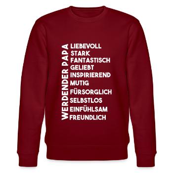 Werdender Papa - Stanley/Stella Unisex Bio-Sweatshirt CHANGER  - Burgunderrot - Vorne - Nik (191cm) & Marisol (170cm)